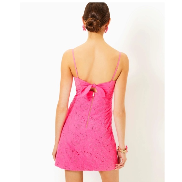 $208 NWT LILLY PULITZER SHELLI EYELET DRESS ROXIE PINK GARDEN PARTY EYELET 8 - Picture 2 of 7